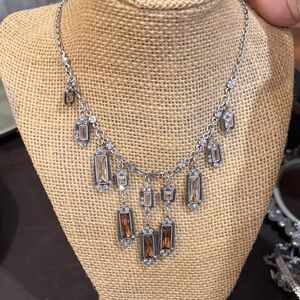 Genuine for asking crystal necklace, antique brown, and amber